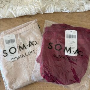 Soma Pink and Red Lace Hipster Panties